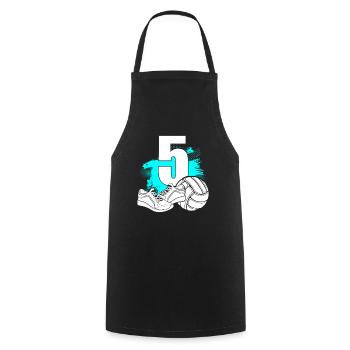 Volleyball 5 years old Volleyball player 5th birthday - Cooking Apron - black - Front - AI Model Male 185 dark (185cm)