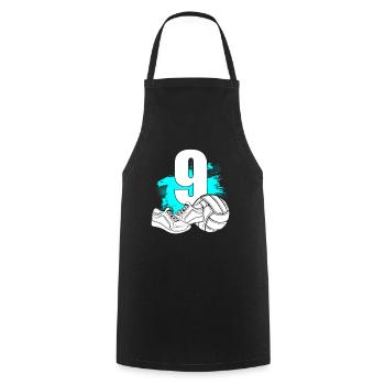 Volleyball 9 years old Volleyball 9th birthday - Cooking Apron - black - Front - AI Model Male 185 dark (185cm)