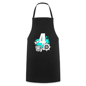 Pirate 4 year old pirates treasure 4th birthday - Cooking Apron - black - Front - AI Model Male 185 dark (185cm)