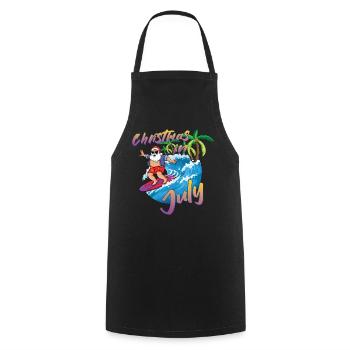 Island Beach Christmas Surfing Santa Summer 2022 - Cooking Apron - black - Front - AI Model Male 185 dark (185cm)