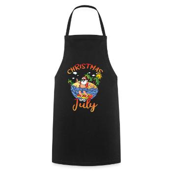 Island Beach Christmas Santa Surfing Summer 2022 - Kochschürze - Schwarz - Vorne - AI Model Male 185 dark (185cm)