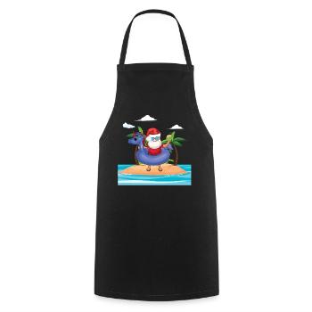 Island Beach Christmas Santa In Pool Summer 2022 - Kochschürze - Schwarz - Vorne - AI Model Male 185 dark (185cm)