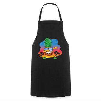 Beach 2022 Tropical Dabbing Pineapple Summer - Cooking Apron - black - Front - AI Model Male 185 dark (185cm)