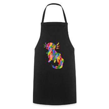 Axolotl Colorful Vintage Rainbow Retro Salamander - Cooking Apron - black - Front - AI Model Male 185 dark (185cm)