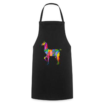 Lama Bunt Vintage Regenbogen Retro Alpaka - Kochschürze - Schwarz - Vorne - AI Model Male 185 dark (185cm)