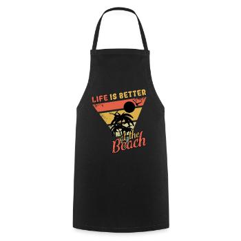 Vintage Life Better Beach 2022 Tropical Summer - Kochschürze - Schwarz - Vorne - AI Model Male 185 dark (185cm)