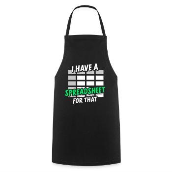 I have a spreadsheet for accountant table - Cooking Apron - black - Front - AI Model Male 185 dark (185cm)