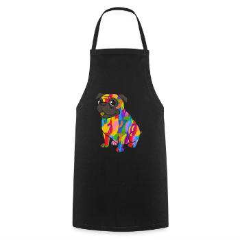 Pug Colorful Vintage Rainbow Retro Dog - Cooking Apron - black - Front - AI Model Male 185 dark (185cm)