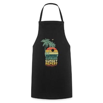 Retro Sun Beach 2022 Tropical Hello Summer - Cooking Apron - black - Front - AI Model Male 185 dark (185cm)