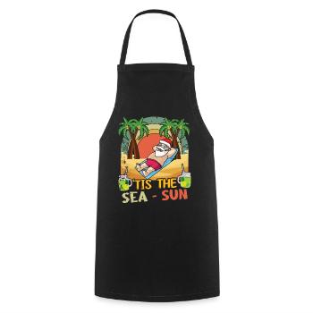 Island Beach Christmas Santa Sun Sea Summer 2022 - Kochschürze - Schwarz - Vorne - AI Model Male 185 dark (185cm)