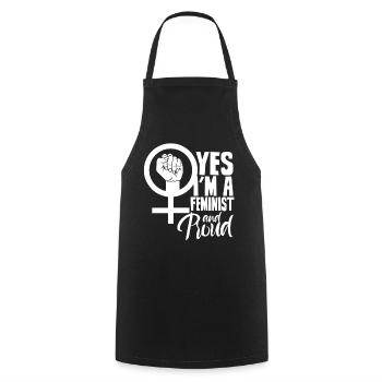 Oui, je suis féministe et fière des femmes - Tablier de cuisine - noir - Devant - AI Model Male 185 dark (185cm)