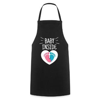 Baby Inside Pregnant Baby Inside Announcement - Cooking Apron - black - Front - AI Model Male 185 dark (185cm)