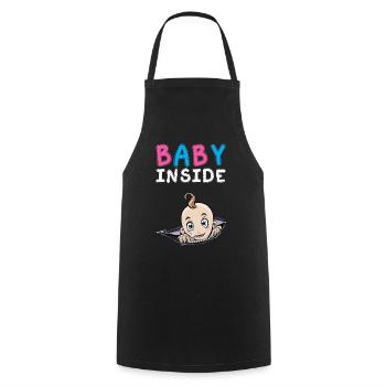 Baby Inside Pregnant Baby Inside Announcement - Cooking Apron - black - Front - AI Model Male 185 dark (185cm)