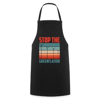 Stop Greenflation Green Inflation Energy - Cooking Apron - black - Front - AI Model Male 185 dark (185cm)
