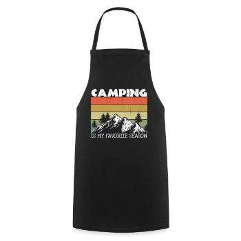 Retro Adventure Vacation Camp Camper Camping - Cooking Apron - black - Front - AI Model Male 185 dark (185cm)