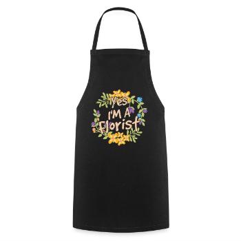 Yes I am a florist flower shop flower plant - Cooking Apron - black - Front - AI Model Male 185 dark (185cm)