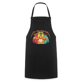 Zen Namaste Animal Meditation Cute Monkey Yoga - Cooking Apron - black - Front - AI Model Male 185 dark (185cm)