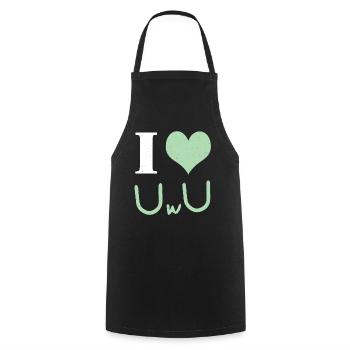 Love UwU Face Vaporwave Anime Heart Otaku - Kochschürze - Schwarz - Vorne - AI Model Male 185 dark (185cm)