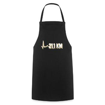21.1 km - Half Marathon Runner Half Marathon Jogging - Cooking Apron - black - Front - AI Model Male 185 dark (185cm)