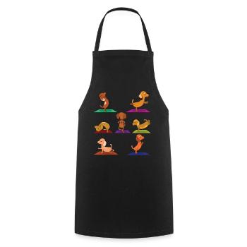 Zen Namaste Animal Meditation Dachshund Yoga - Cooking Apron - black - Front - AI Model Male 185 dark (185cm)