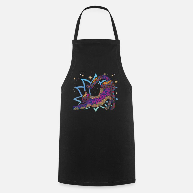 Namaste Animal Meditation Mandala Chat Yoga - Tablier de cuisine - noir