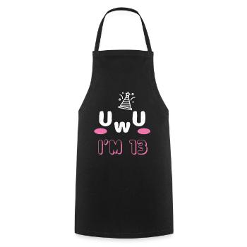 OwO UwU Face Age 13 Year Old Anime Aesthetic Otaku - Kochschürze - Schwarz - Vorne - AI Model Male 185 dark (185cm)