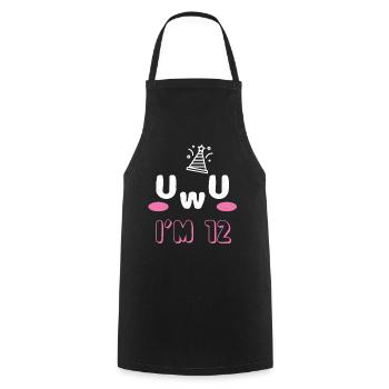 OwO UwU Face Age 12 Year Old Anime Aesthetic Otaku - Kochschürze - Schwarz - Vorne - AI Model Male 185 dark (185cm)