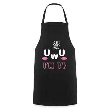 OwO UwU Face Age 14 Year Old Anime Aesthetic Otaku - Kochschürze - Schwarz - Vorne - AI Model Male 185 dark (185cm)