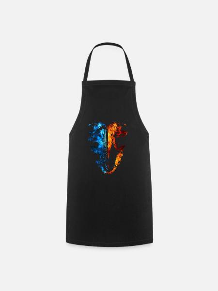 Saxophone Red Blue Fire Musical Instrument - Cooking Apron - black