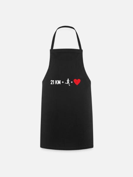 21 Km + Marathon Runner = Cœur - Semi-MarathonIen - Tablier de cuisine - noir