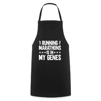 Running a marathon is in my genes Jogging - Cooking Apron - black - Front - AI Model Male 185 dark (185cm)