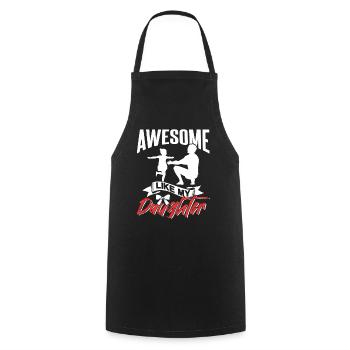Super comme ma fille Papa Père Papa - Tablier de cuisine - noir - Devant - AI Model Male 185 dark (185cm)