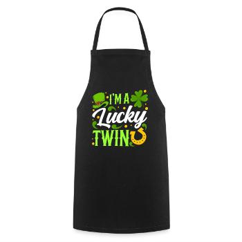 I am a happy twin Ireland Irish - Cooking Apron - black - Front - AI Model Male 185 dark (185cm)