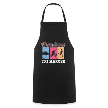 Grandmas Tri Harder - Triathlon Frauen Oma - Kochschürze - Schwarz - Vorne - AI Model Male 185 dark (185cm)