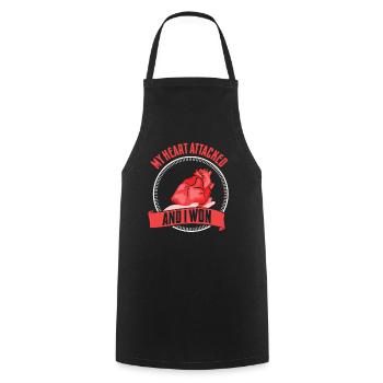My heart attacked and I won - Cooking Apron - black - Front - AI Model Male 185 dark (185cm)
