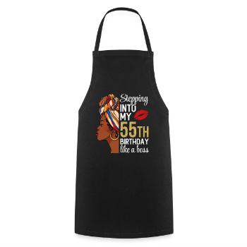 Entrer dans mon 55e anniversaire comme une reine - Tablier de cuisine - noir - Devant - AI Model Male 185 dark (185cm)