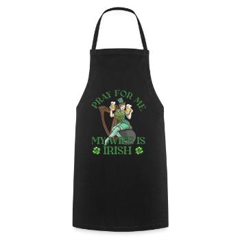 Priez pour moi Ma femme est irlandaise Irlande Irlande - Tablier de cuisine - noir - Devant - AI Model Male 185 dark (185cm)