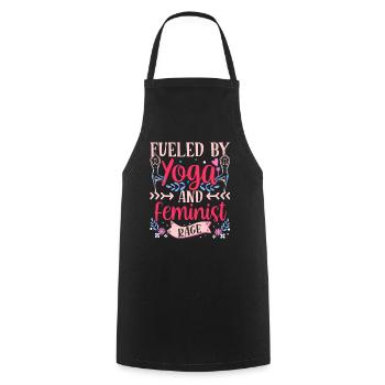 Driven by yoga and feminist anger women - Cooking Apron - black - Front - AI Model Male 185 dark (185cm)