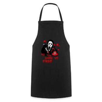 No You Hang Up First Ghost Knife Phone - Cooking Apron - black - Front - AI Model Male 185 dark (185cm)
