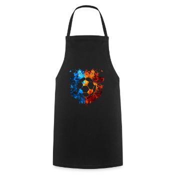 Football Rouge Bleu Feu Sport Amateurs de football - Tablier de cuisine - noir - Devant - AI Model Male 185 dark (185cm)