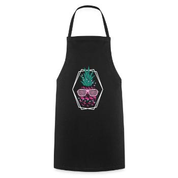 Ananas Été & Flamant Rose - Tablier de cuisine - noir - Devant - AI Model Male 185 dark (185cm)