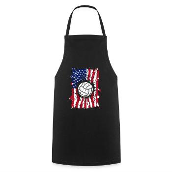 Volleyball Torn Drapeau américain - Tablier de cuisine - noir - Devant - AI Model Male 185 dark (185cm)