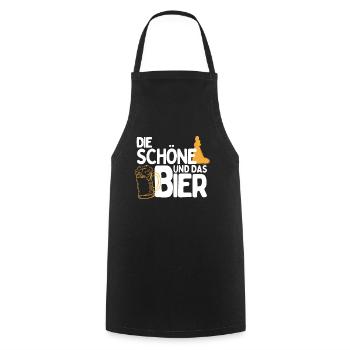 Die Schöne und das Bier Party Outfit zum Bier - Kochschürze - Schwarz - Vorne - AI Model Male 185 dark (185cm)
