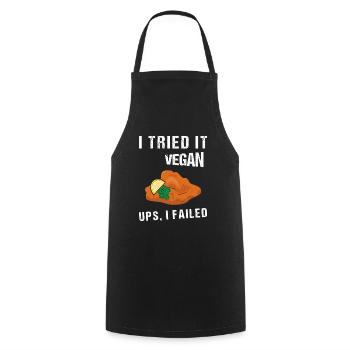 I Tried It Vegan Ups I Failed Veganer Vegetarier - Kochschürze - Schwarz - Vorne - AI Model Male 185 dark (185cm)