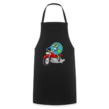 Earth Rides Motorcycle Earth Earth Day - Cooking Apron - black - Front - AI Model Male 185 dark (185cm)