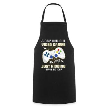 Video Game Lover Gamer A Day Without Gaming Game - Cooking Apron - black - Front - AI Model Male 185 dark (185cm)