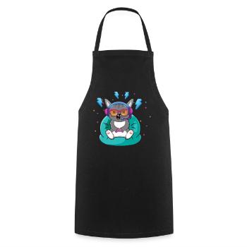 Gaming Cat Cute Playing Video Game Lover Gaming - Cooking Apron - black - Front - AI Model Male 185 dark (185cm)