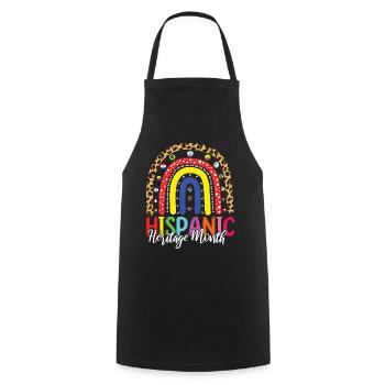 Drapeaux espagnols arc-en-ciel Mois du patrimoine hispanique - Tablier de cuisine - noir - Devant - AI Model Male 185 dark (185cm)