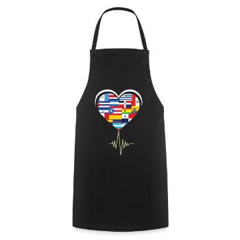 Love Heart Drapeaux espagnols Mois du patrimoine hispanique - Tablier de cuisine - noir - Devant - AI Model Male 185 dark (185cm)
