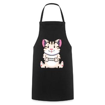 Kawaii Gaming Cat Playing Video Game Lover Gaming - Cooking Apron - black - Front - AI Model Male 185 dark (185cm)